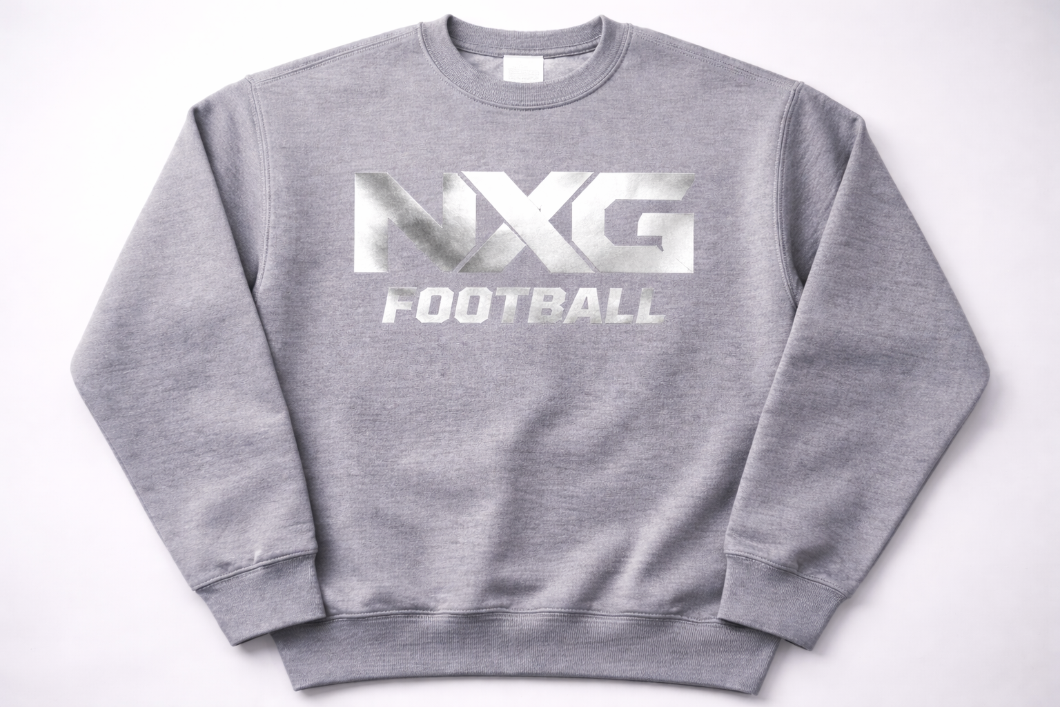 NXG Official Grey Crewneck Silver Foil Logo