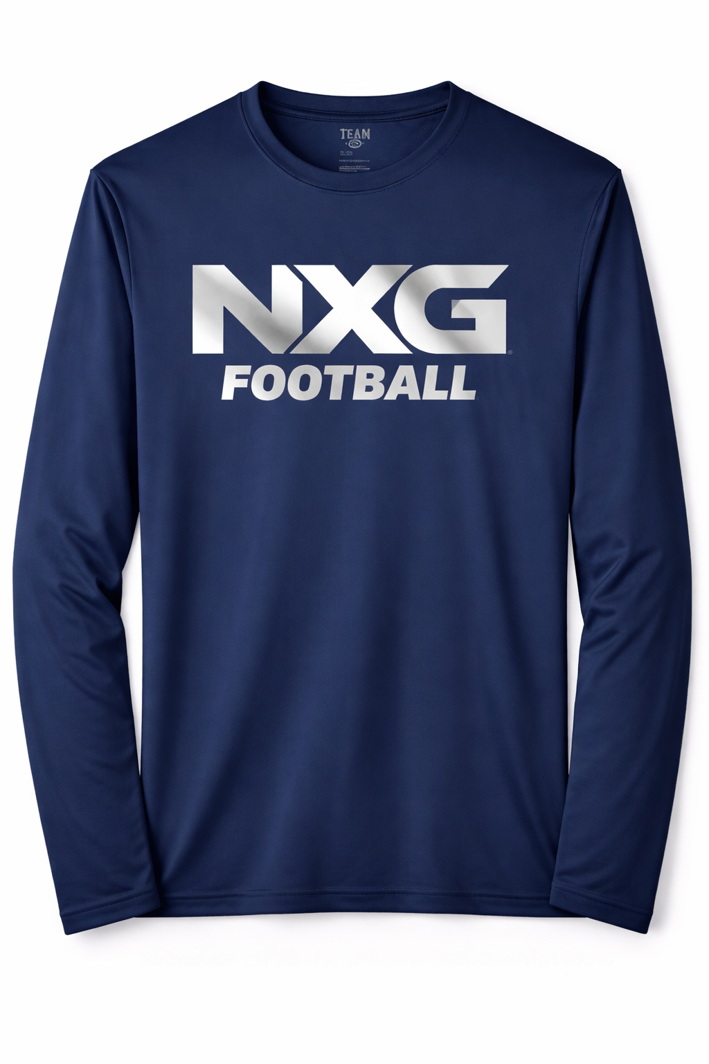 NXG Official Navy LS Sports Performance Silver/ Foil Logo